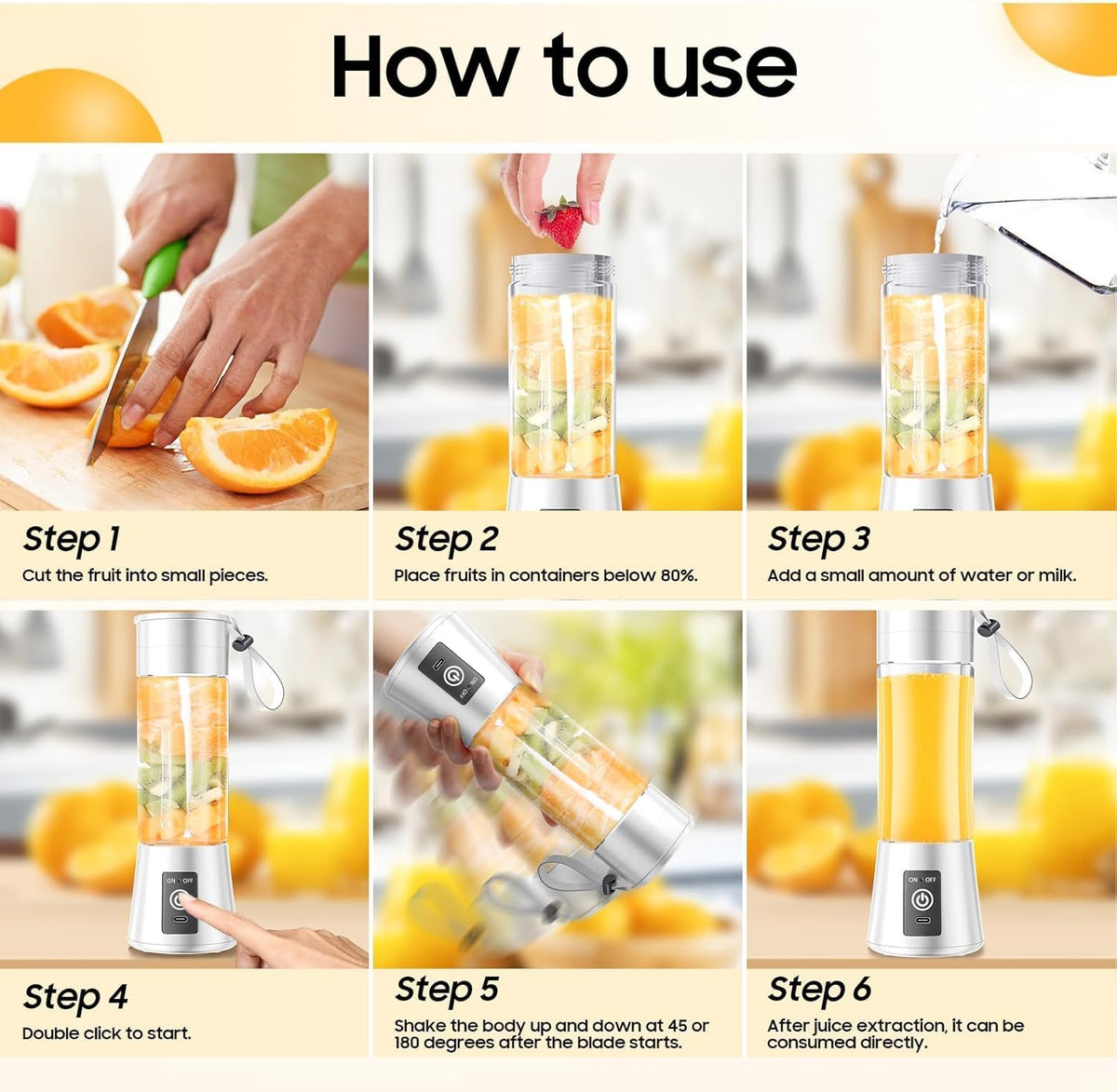 Portable USB Rechargeable Smoothie Blender