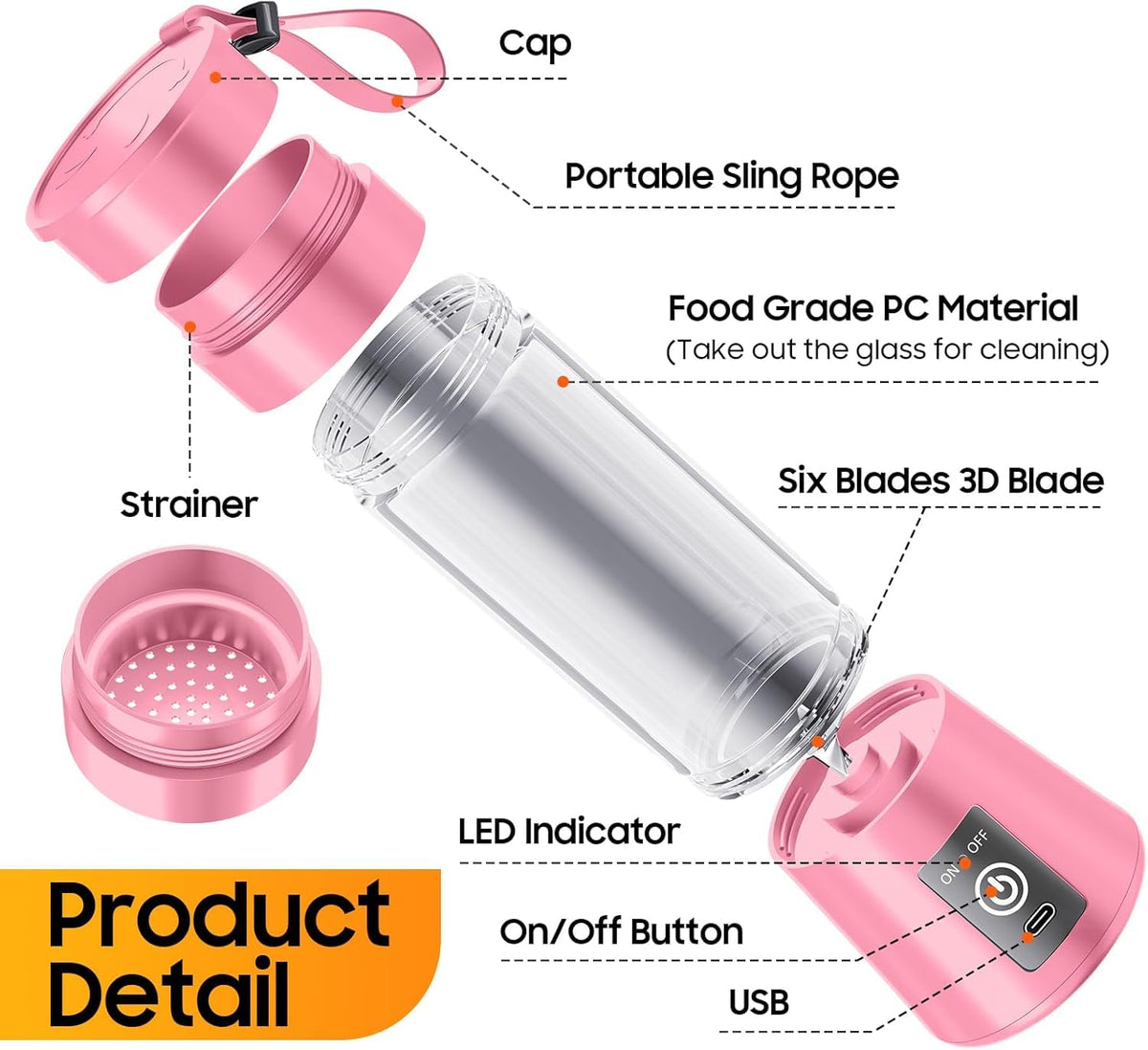 Portable USB Rechargeable Smoothie Blender