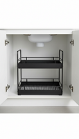 Two-Tier Graphite Black Steel Under-Sink Organizer